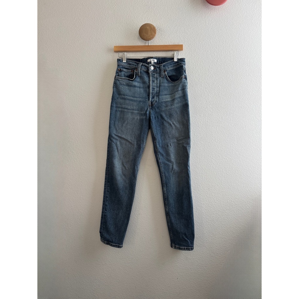 RE/DONE 90s High Rise Ankle Crop Jeans Mid 70s Wash Size 28